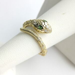 Snake ring serpent 14k Gold on Sterling Silver Diopside size 7 🆕